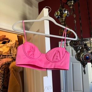 Zara NWT Satin Pink Bustier Corset Top